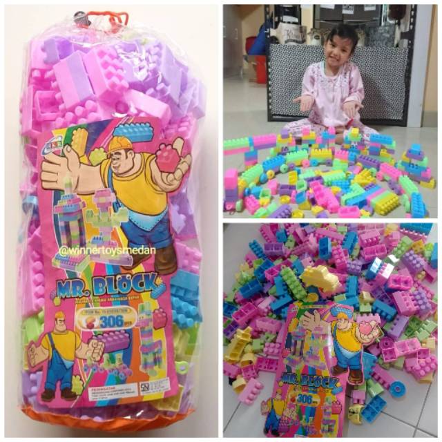 Mainan Mr Block 306 pcs Edukasi - Brick Balok Susun Jumbo Edukatif Anak Laki Perempuan