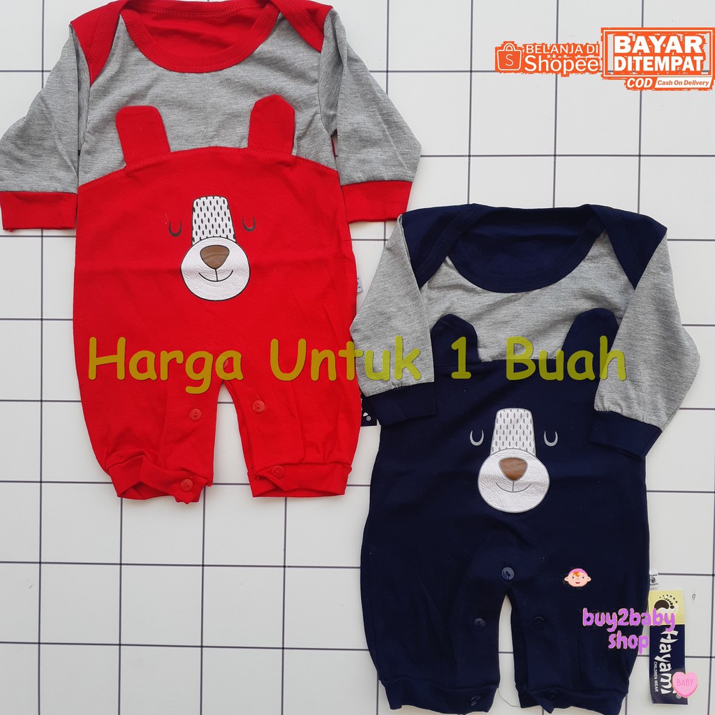 Jumper Panjang Bayi HAYAMI Karakter Helly Bear &amp; Cow 0-3 Bulan 1 PCS