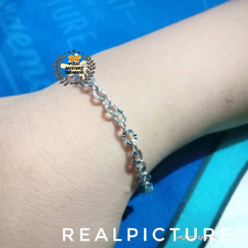 GELANG FASHION TANGAN TITANIUM IMPOR MODEL NURI MOTIF 0.8