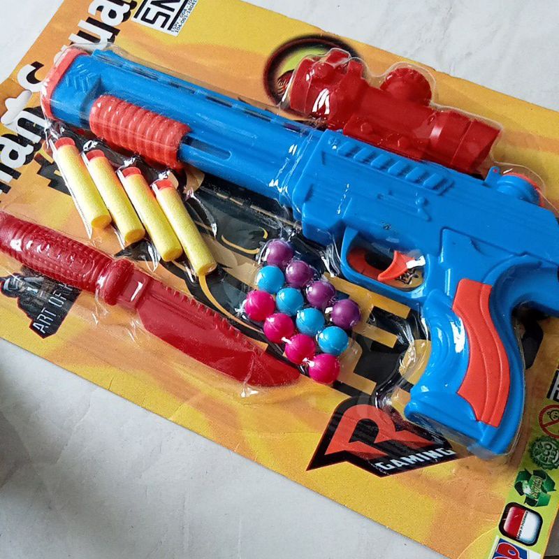 Mainan Pistol Plastik SNI Peluru Busa dan Pisau Plastik DT1552