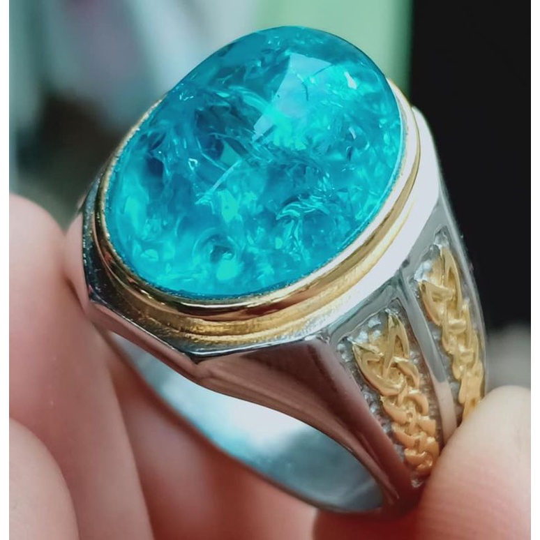 cincin permata blue pecah seribu