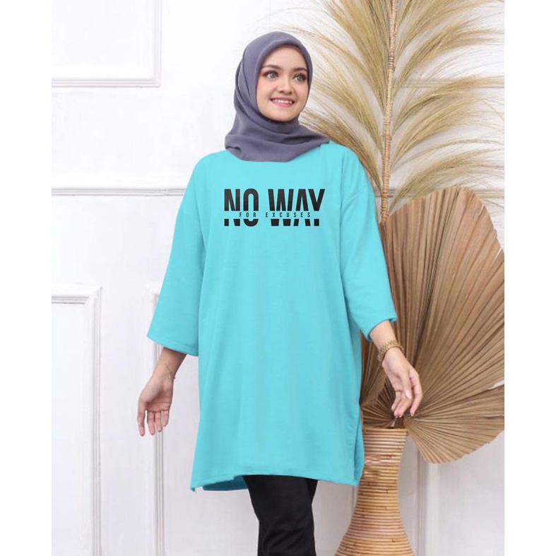 KAOS OVERSIZE TOP HIJAB WANITA BASIC NO WAY / OVERSIZE SLIT BLOUSE