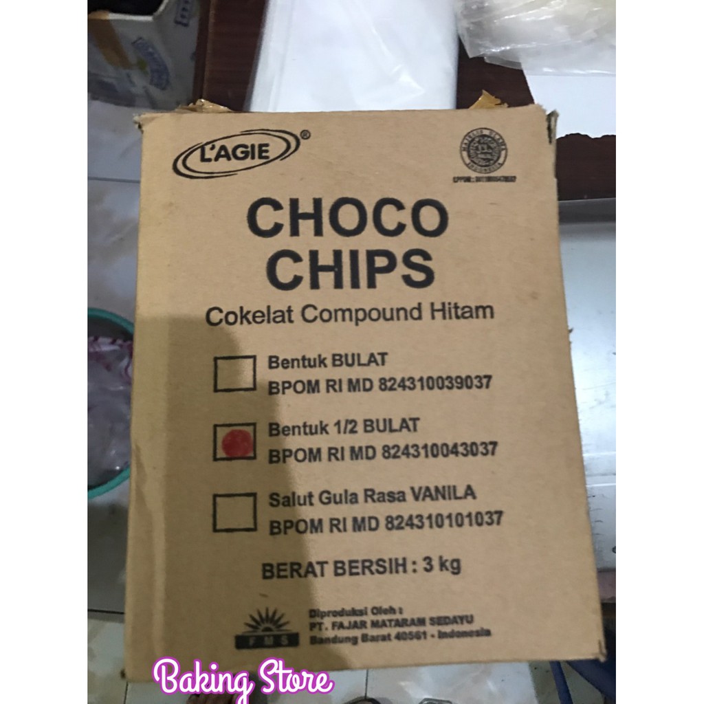 Choco Chips - Chip Chip Cokelat 1/2 Bulat Lagie Repack 250gr