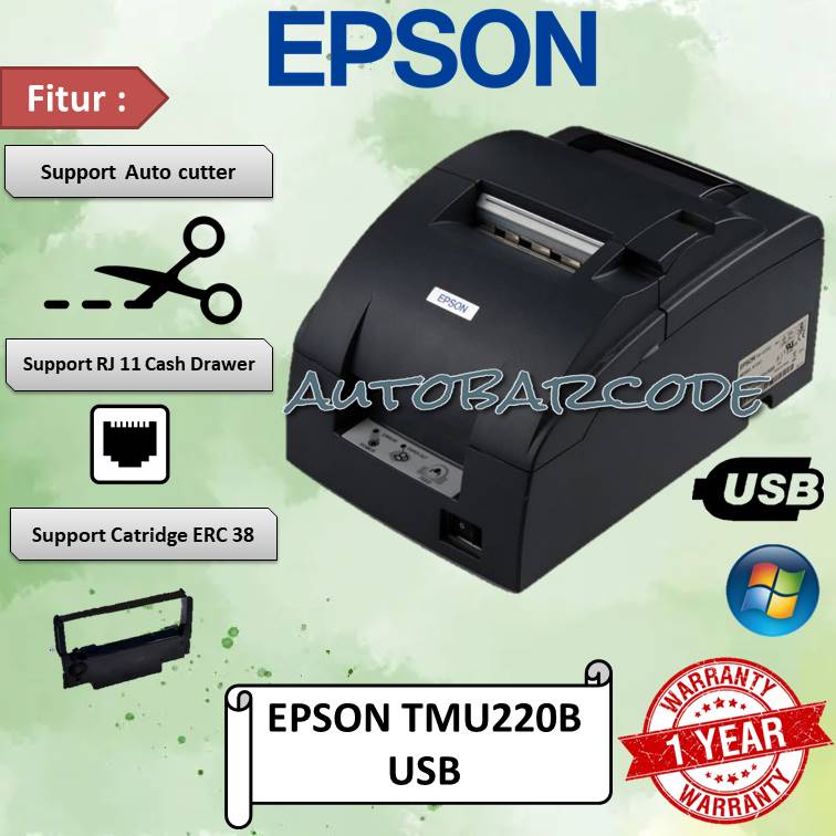 PRINTER DOT MATRIX EPSON TMU-220B STRUK 76MM AUTO CUTTER