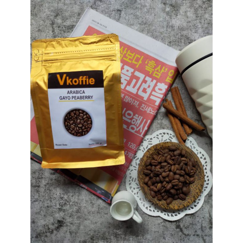 

Vkoffie Arabica Gayo Peaberry 250 gr