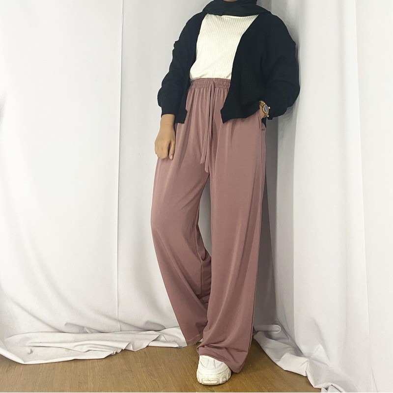 TERBARU- Cahya Kulot Bahan Katun Jersy HQ / Kulot Wanita JUMBO / Kulot Hightwaist Premium-Nude