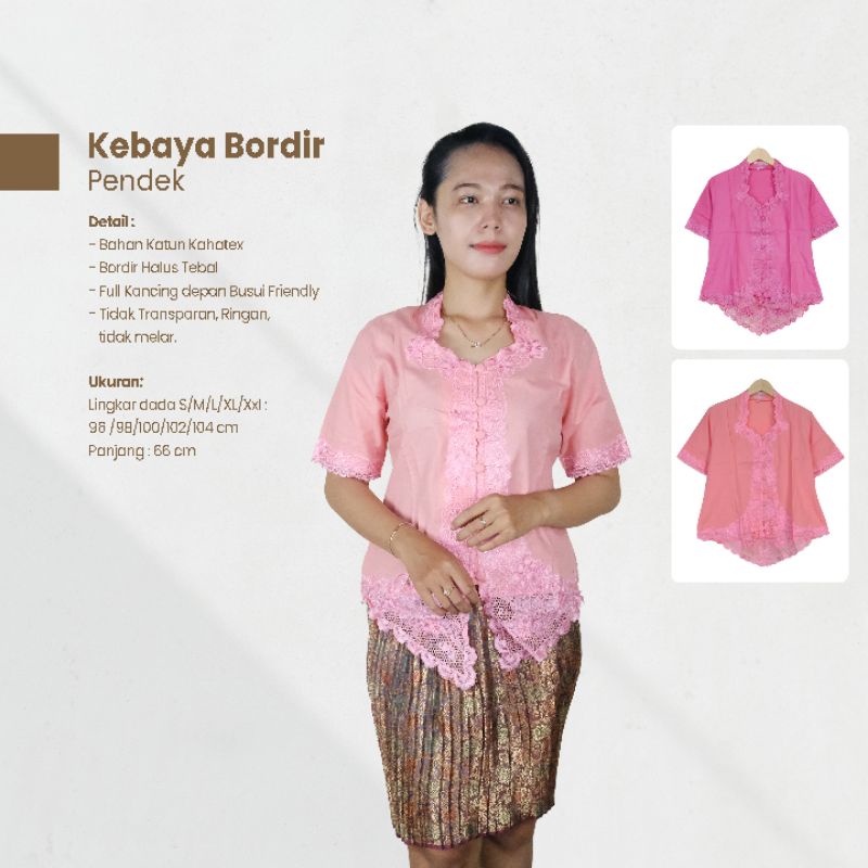 Kebaya Bordir Pendek Bahan Premium Halus