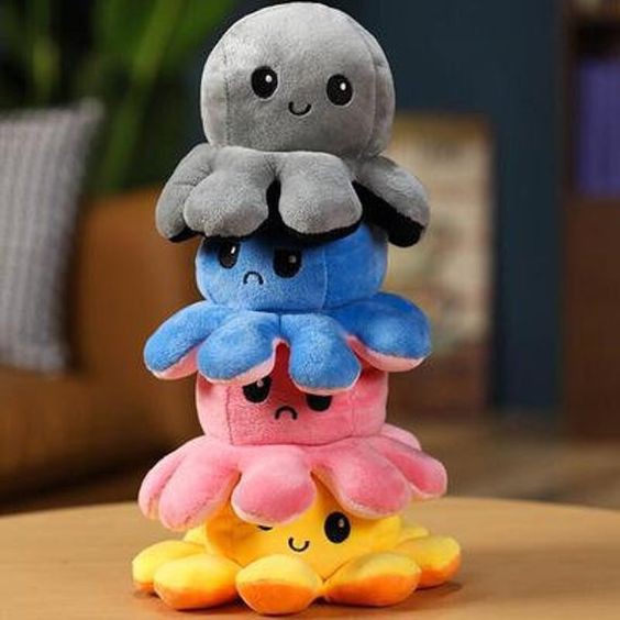 Boneka Gurita cumi Octopus Doll Berubah Bolak Balik Ekspresi RAINBOW PELANGI 18