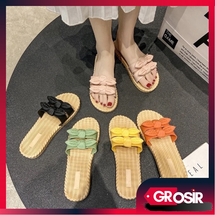 Grosir - S1011 Sandal Slop Dua Pita / Sandal Model Dua Garis Pita / Sandal Fashion Wanita / Sandal Cewek