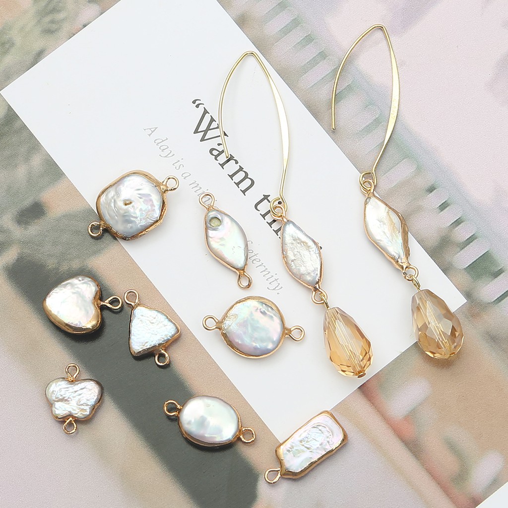 1pc Konektor Charms Mutiara Air Tawar Alami Untuk Membuat Perhiasan Gelang Kalung Anting