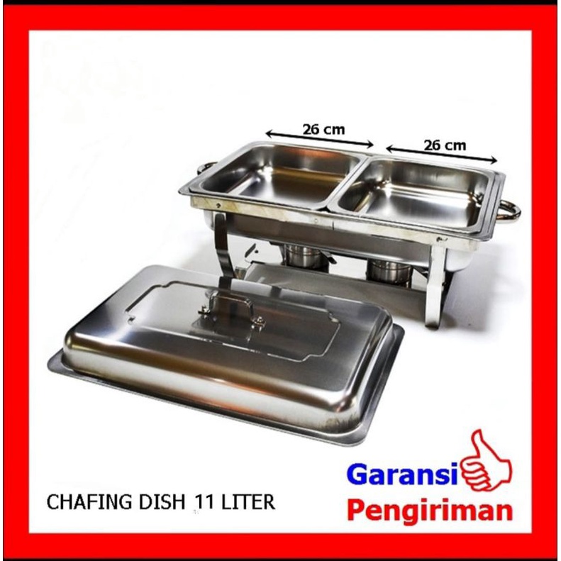 Chafing dish 1 sekat,2 sekat 11 Liter / tempat pemanas makanan,tempat prasmanan, wadah saji