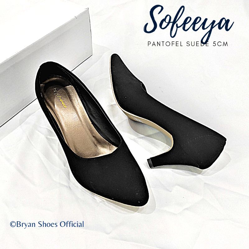 Bryan Sofeeya Suede Beludru Pantofel Heels 5cm Polos Formal Kantor Kerja Size Jumbo Bigsize 36-40 41 42 43