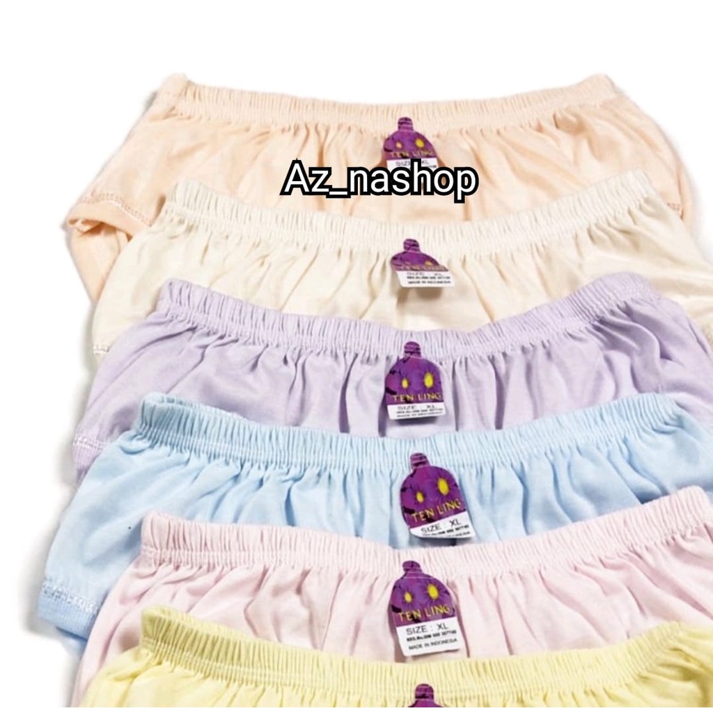 MURAH.... 6 PCS CELANA DALAM WANITA TENG LING JUMBO/MOTIF POLOS/SUPER SOFT