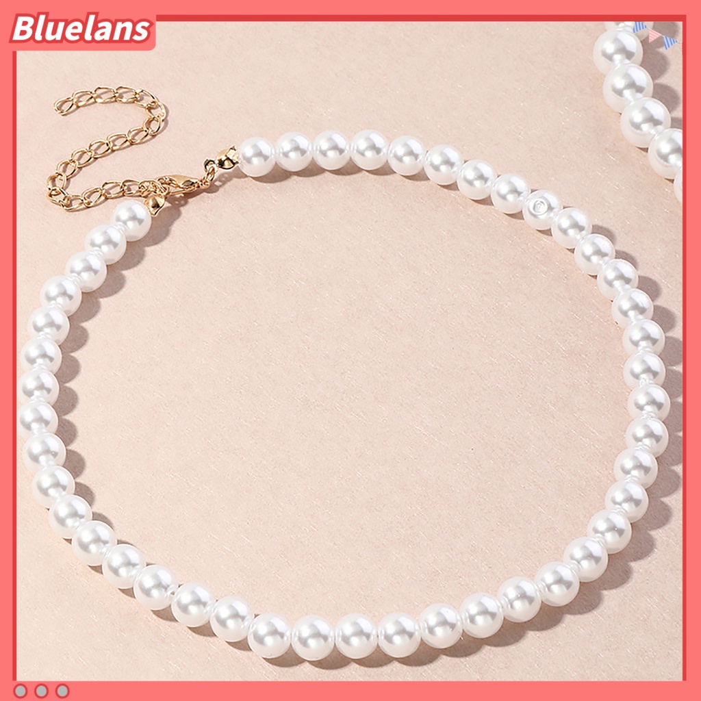 Bluelans 1/5 Pcs Necklace Elegant Fine Workmanship Jewelry Faux Round Pearl Chocker Use