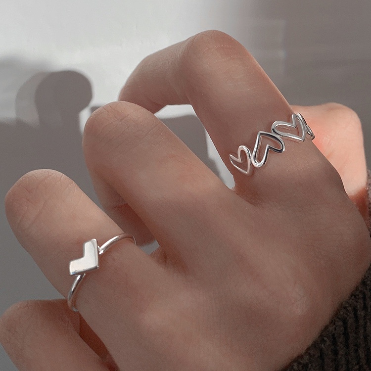 ✿AYN✿K22 set Love Ring Female Fashion Personality Light Luxury Single Open Ring Korean Trendy