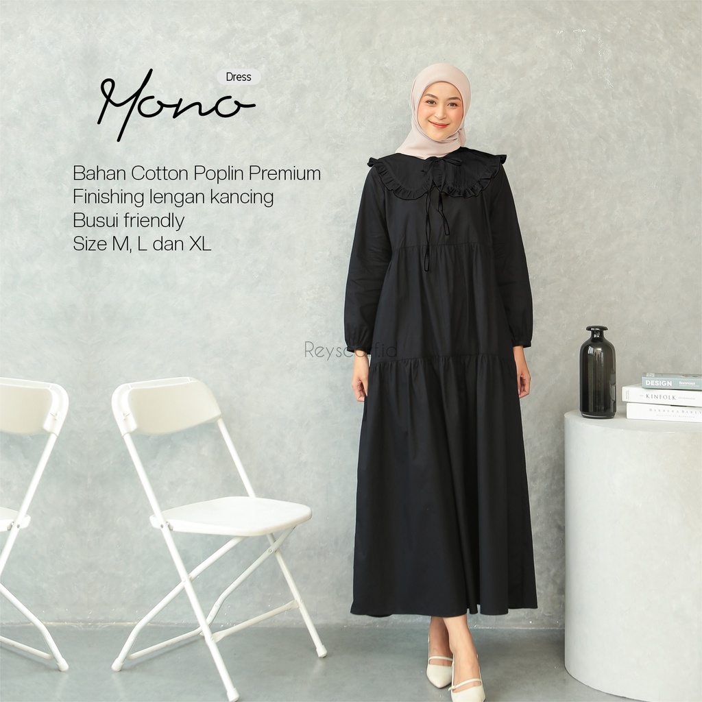 Mono Dress By Reyscarf.id Bahan Katun Poplin Premium - Dress Dewasa Elegant Adem Nyaman Dipakai - Bisa COD-PART2