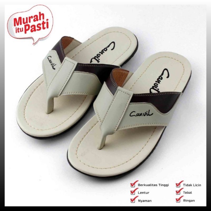 ( Big Ramadan Sale ) Sandal Kulit Pria / Sandal Casual / Sandal pria / Sandal japit kulit / Sandal Carvil