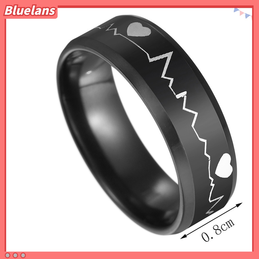 Bluelans Fashion Men ECG Heartbeat Band Finger Ring Party Club Jewelry Birthday Gift