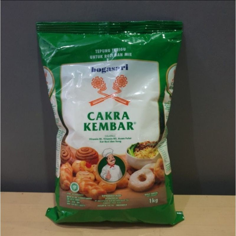 Tepung cakra kembar kemasan ecopack 1 kg / Tepung terigu protein tinggi good quality