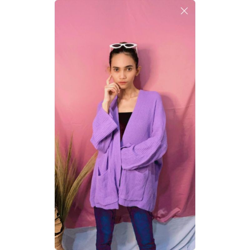 Cardigan rajut kantong