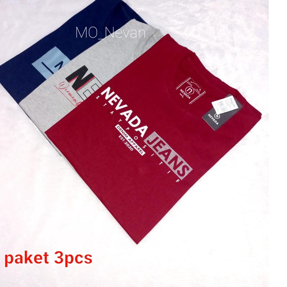 ン PAKET 3pcs 100 rb  kaos nevada pria wanita | kaos distro | kaos premuim | kaos | kaos oblong | kao