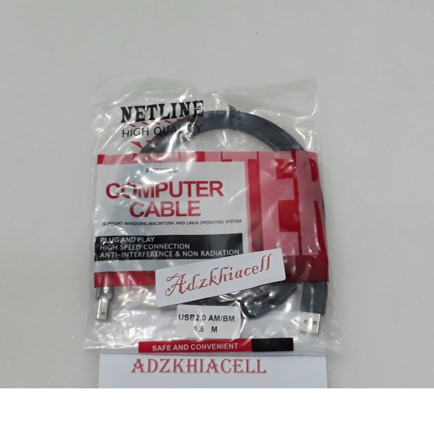 Kabel USB 2.0 Type A Male to B Male Printer Epson Canon ip2770 HP 2135 Brother NETLINE