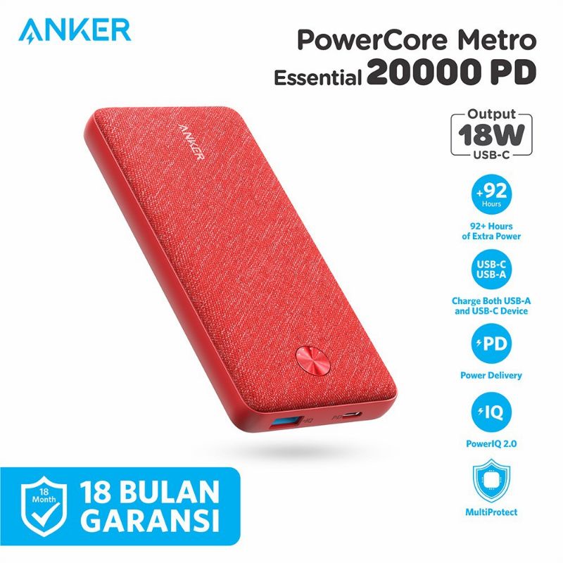 Anker Powercore Metro Powerbank 20000mAh PD Original Anker A1281