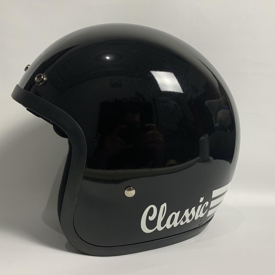 Terbaru - Helm Bogo Classic Hitam Glossy Polos Solid pilih Kaca Datar Cembung Cmoke Clear Helem Nuvo
