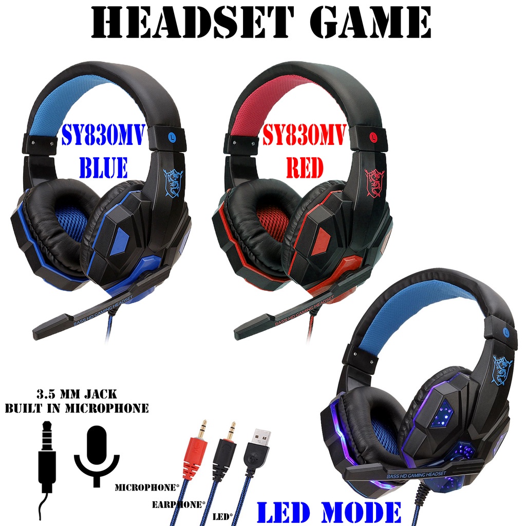 GoodCase - Headset Gaming LED RX01 X4 SY830MV Headset Gaming + Microphone / Gaming Headset Hp Super Bass