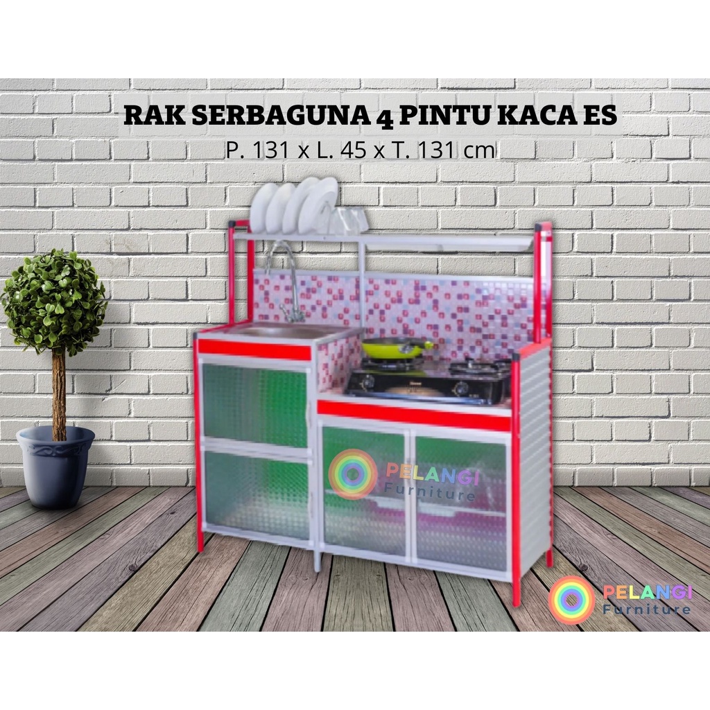 RAK SERBAGUNA KACA ES/MEJA WASTAFEL/RAK CUCI PIRING
