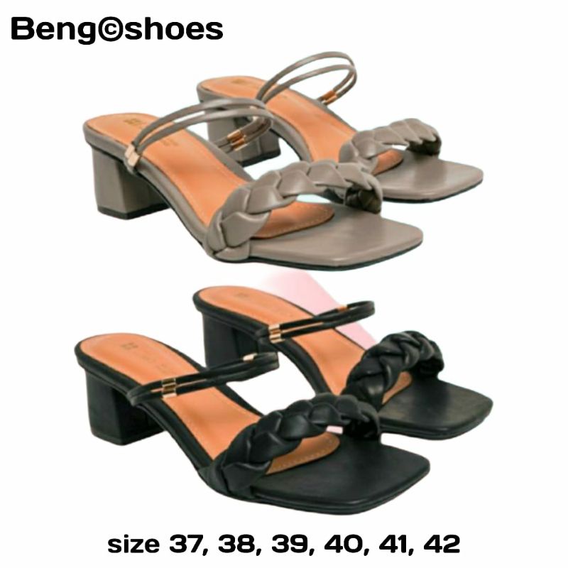 sandal heels wanita model Kepang Tali Belakang
