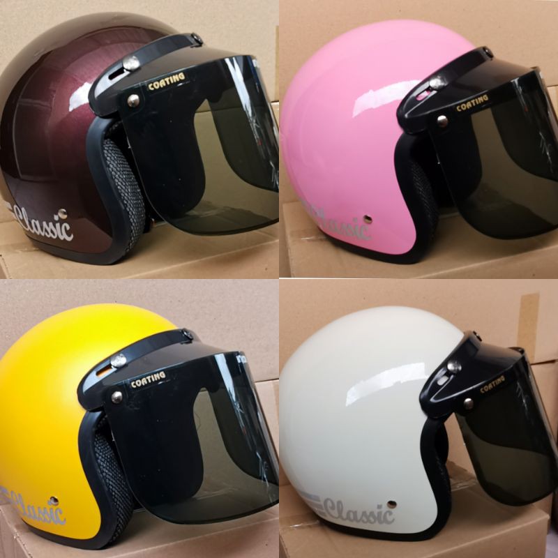HELM BOGO  DEWASA HELM BOGO CEWEK DAN COWOK HELM RETRO DEWASA HELM BOGO CLASSIC HELM RETRO GARIS SNI