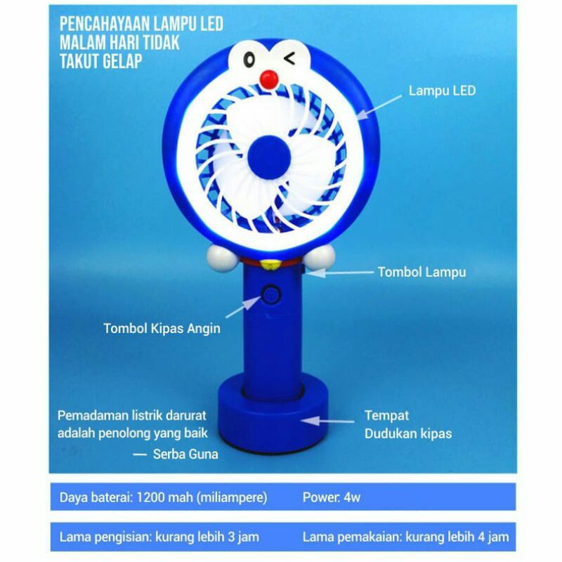 Kipas angin mini Fan portable Kipas SX-109 disertai Lampu dan pengisian daya Kipas Angin mini Fan