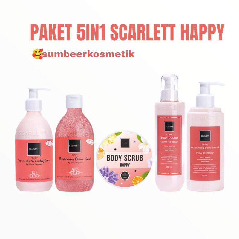 Paket Combo Scarlett happy 5in1 series | scarlett whitening