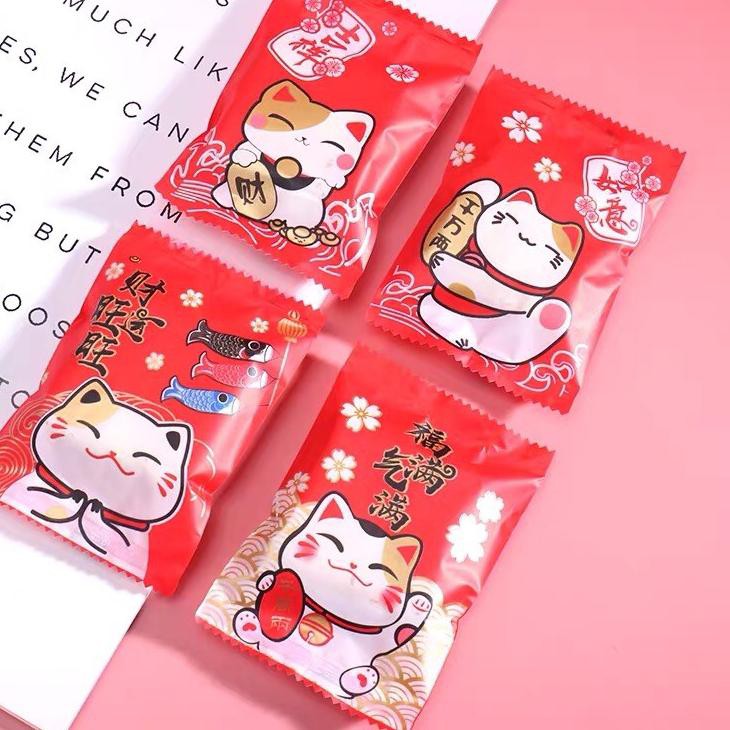 

KAM Plastik kue cookies imlek sincia Plastik nastar 7x10cm 100pcs edisi CNY FORTUNE CAT☆¢ (Murah Ban