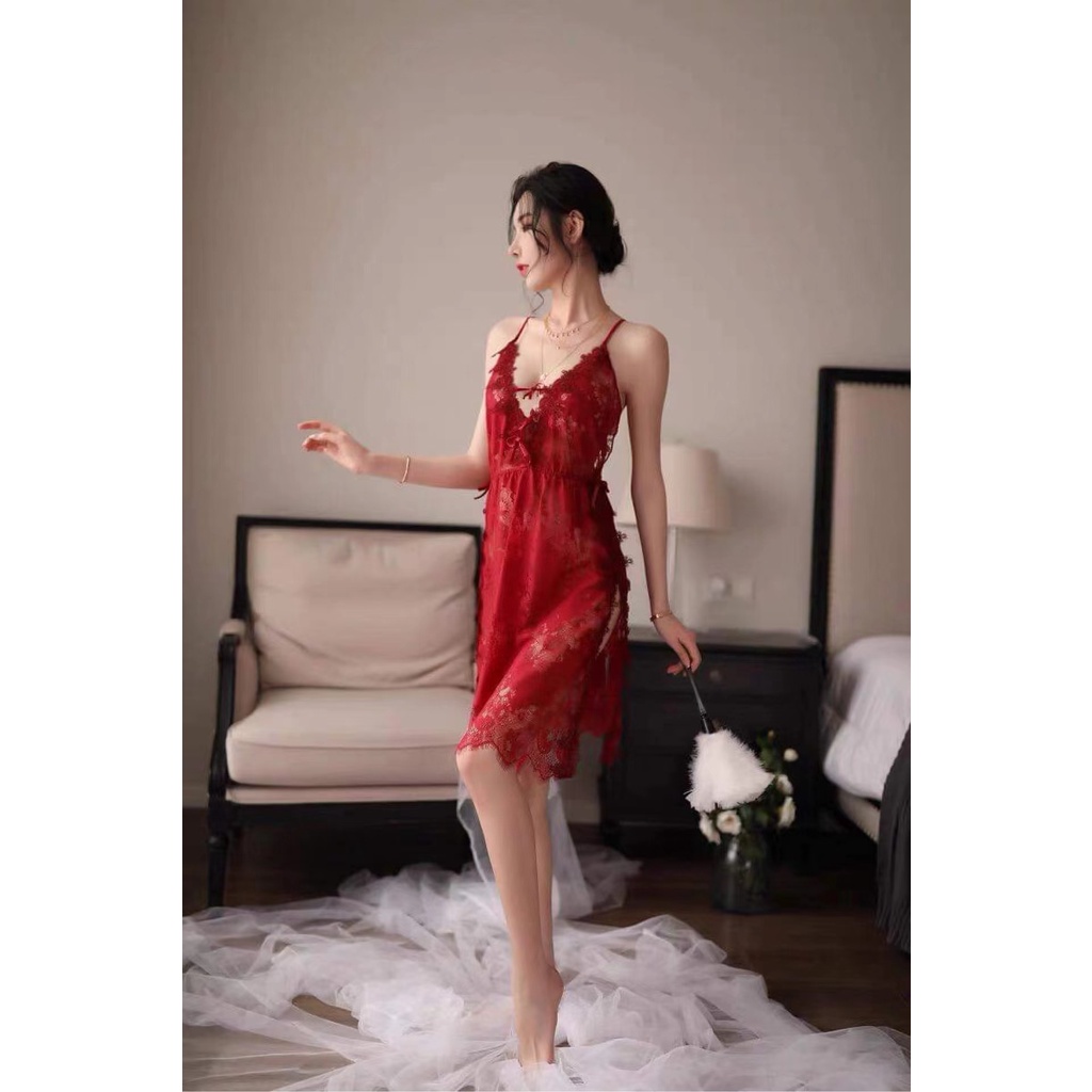 Lingerie sexy dress baju tidur sexy brukat bunga premium termurahh