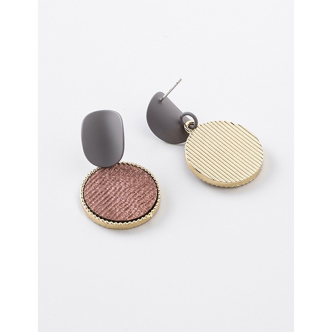 LRC Anting Tusuk Fashion Dark Powder 925 Silver Needle Geometric Irregular Round Earrings D20846