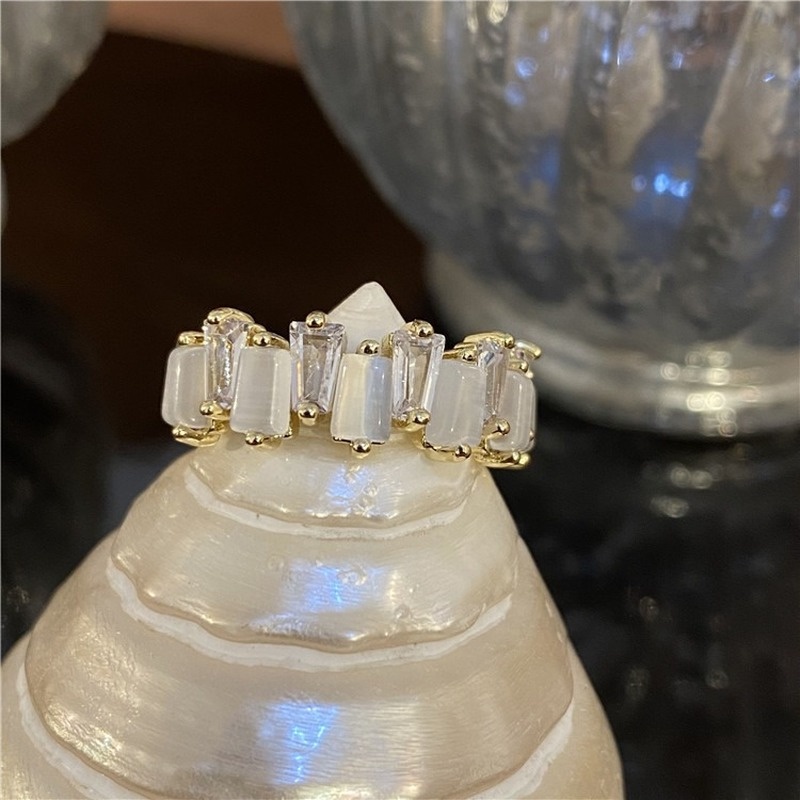 Cincin Jari Telunjuk Model Terbuka Hias Opal Mutiara Untuk Wanita