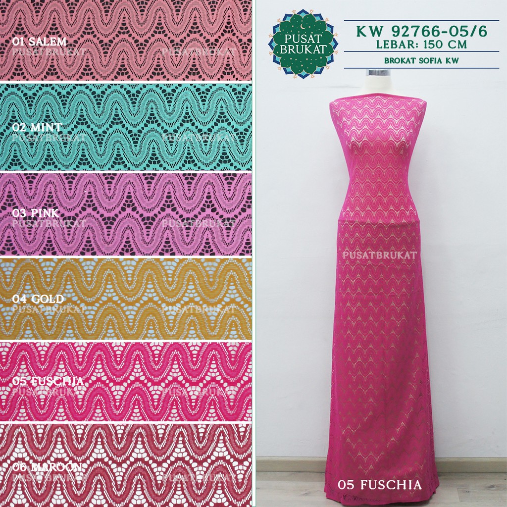 KAIN BRUKAT LACE KEBAYA METERAN / BROKAT MALIKA MOTIF OMBAK - LYRA KW 92766-05 - LEBAR 150CM  [harga per 0.5m]