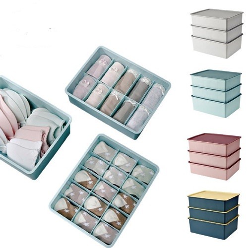 EM Storage Box Organizer Kotak Penyimpanan Celana Dalam BH 10 Sekat+Co