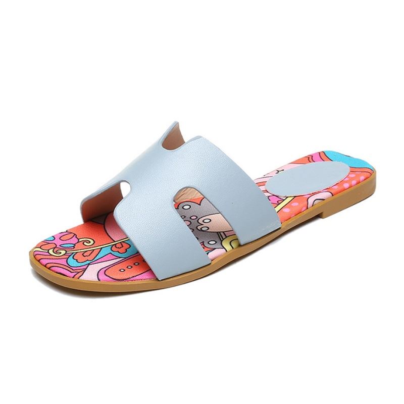 BJS16 - GRAY/ROSE - Sandal Flat Wanita Cantik Comfy SANDAL CASUAL JALAN WANITA FLAT SANTAI PANTAI MOTIF GAMBAR FASHION IMPORT TERMURAH TERLARIS TERBARU BAGSTORE JAKARTA JSSK16