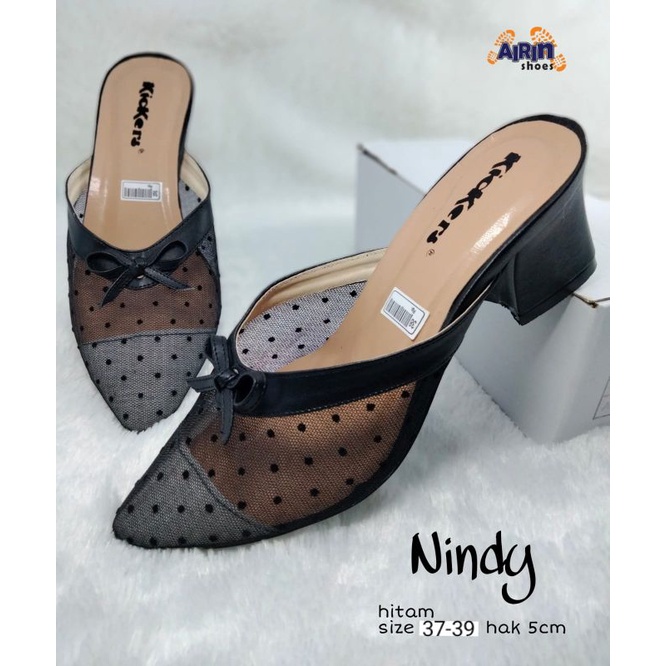 12.10 Nindy shoes/slop heels jaring aplikasi pita by Airin