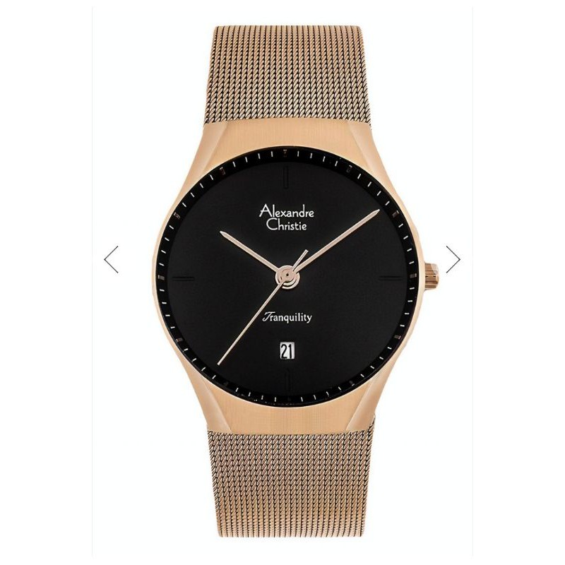 Alexandre Christie Jam Tangan Pria - Rosegold Black - Tali Pasir - 8571 MDBRGBA