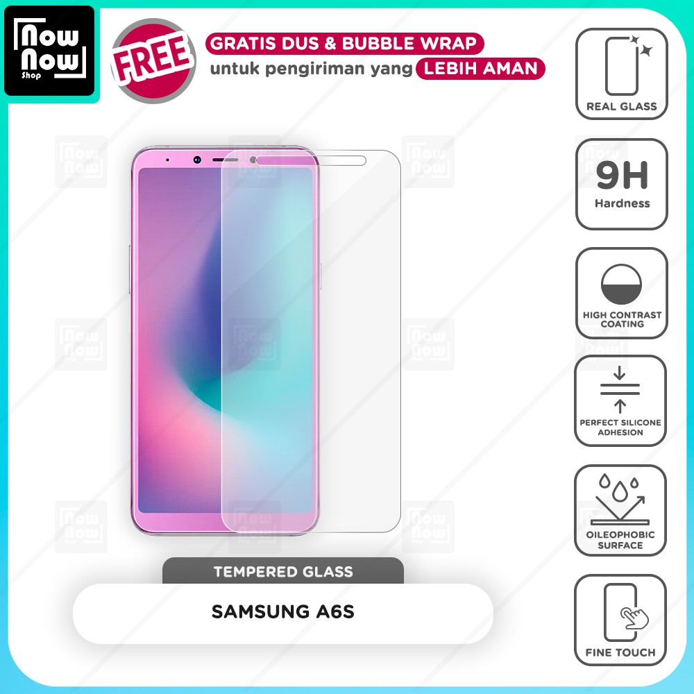 Tempered Glass Anti Gores Samsung A6S Screen Guard Protector 9H Kaca Temperglass