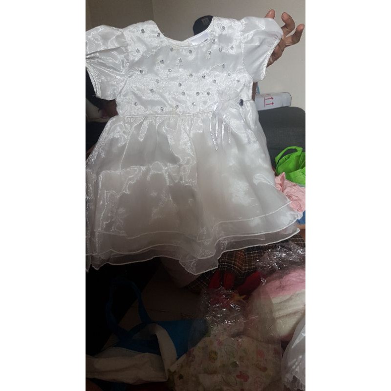 Preloved dress anak cewe pesta putih uk 1 tahun