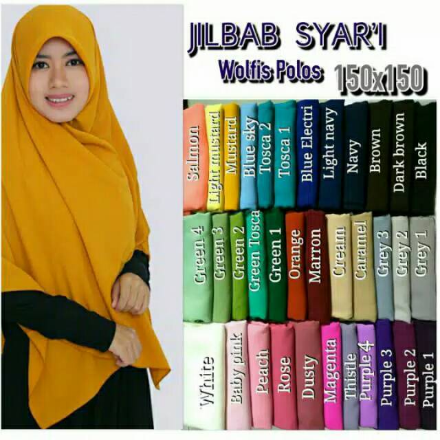 Jilbab segi empat syar'i jumbo 150 x 150  woplis