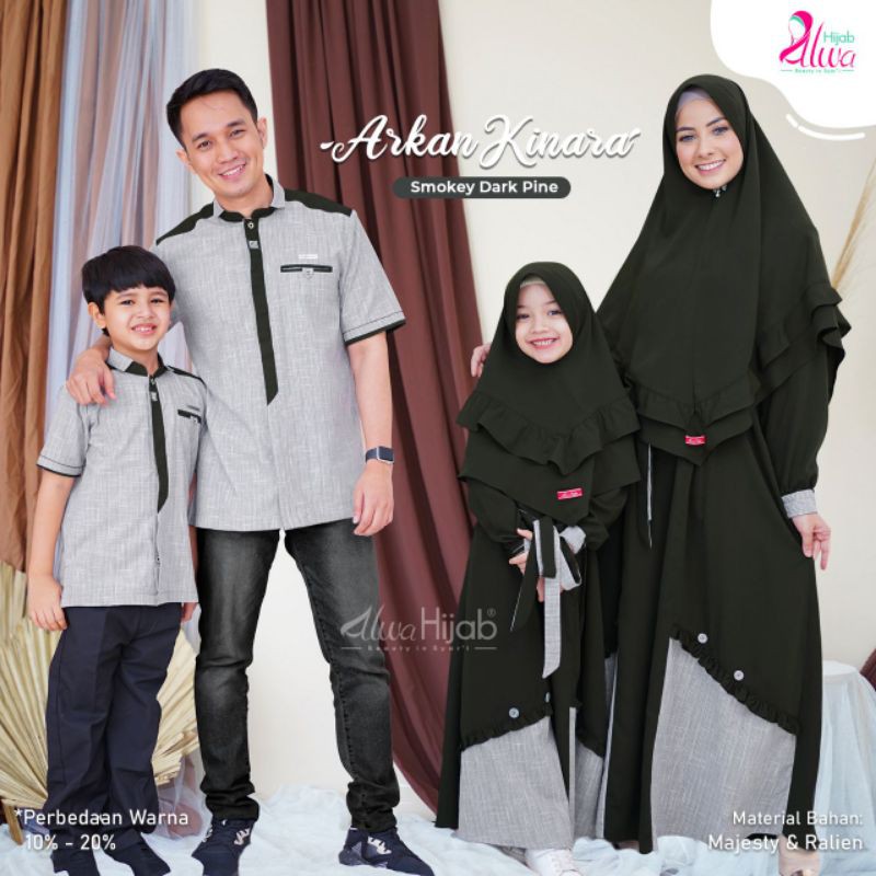 Gamis Family Muslim Couple Lebaran. Sarimbit Arkan Kinara - Alwa Hijab (Ready Stock)