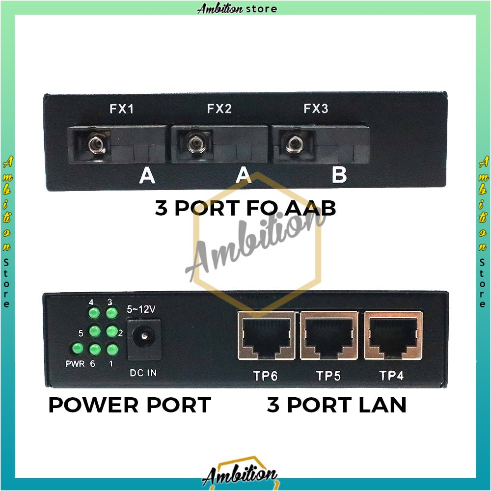 10/100M single mode 3FO 3LAN  3F3E Reverse POE Media Converter [Bisa Bayar Ditempat]