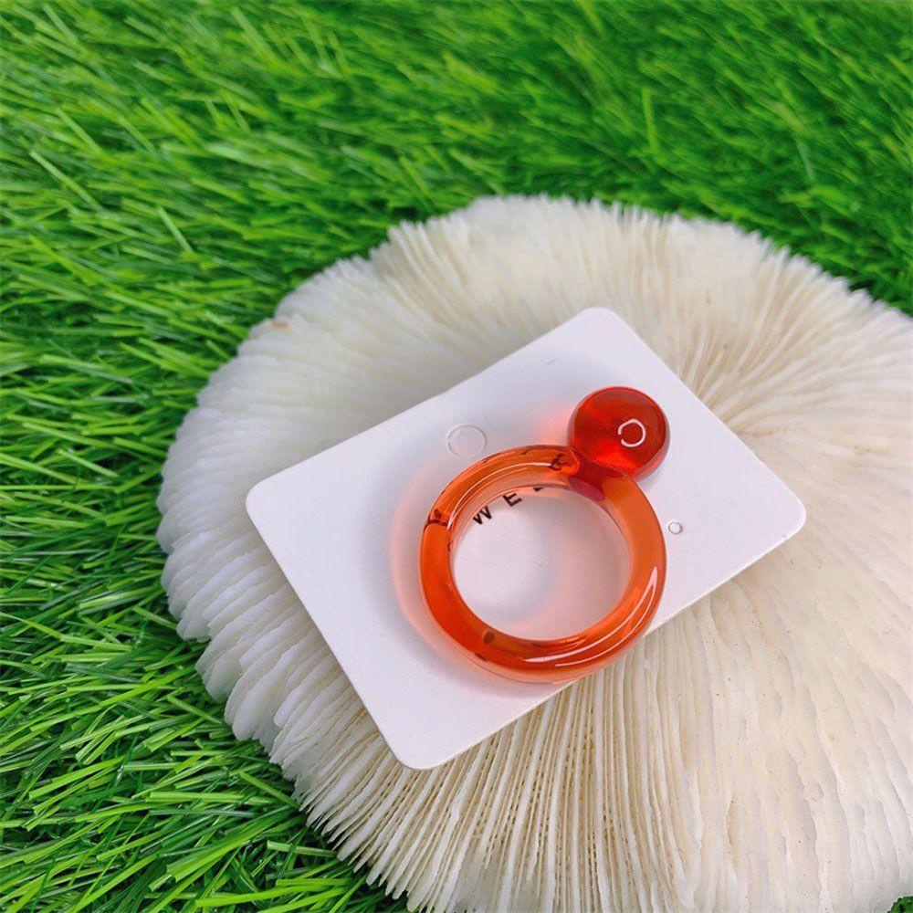 Mxbeauty Cincin Resin Hadiah Lucu Indah Manis Transparan Permen Warna Halus Geometris Fashion Perhiasan