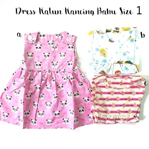 Dress Anak Katun Kancing Bahu Size 1